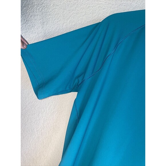 Gym shark Shirt Mens athletic gym run M Teal SS train sport reflective light - Picture 3 of 7